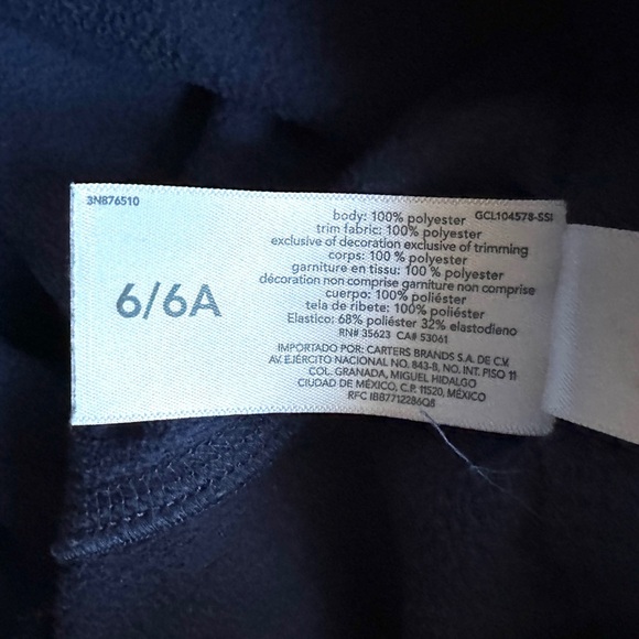 ⭐️ 5 for $25 Carter’s Navy Blue Kids Fleece Pants Size 6 - Picture 4 of 5